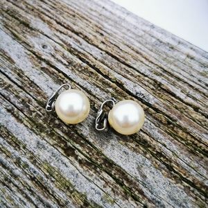 Large Faux Pearl Clip On Earrings